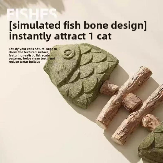 Natural Catnip Fish Bone Chew Toy | Dental Cleaning & Cat Enrichment
