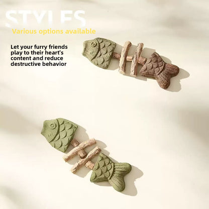 Natural Catnip Fish Bone Chew Toy | Dental Cleaning & Cat Enrichment