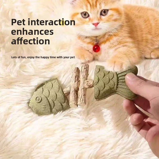 Natural Catnip Fish Bone Chew Toy | Dental Cleaning & Cat Enrichment