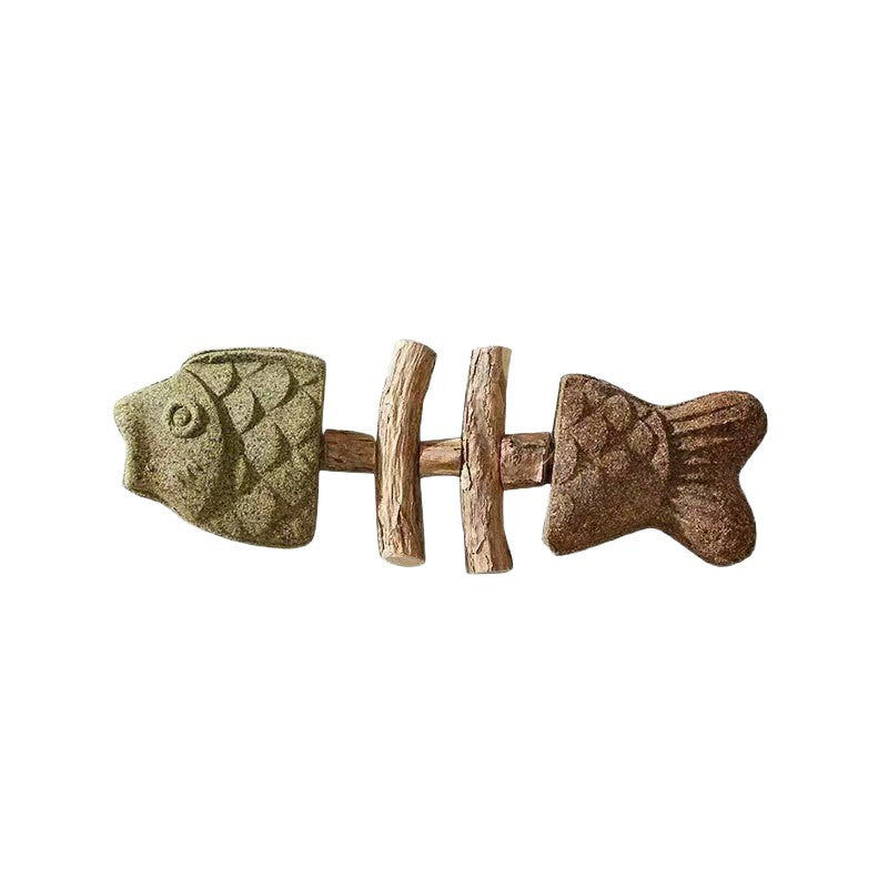 Natural Catnip Fish Bone Chew Toy | Dental Cleaning & Cat Enrichment