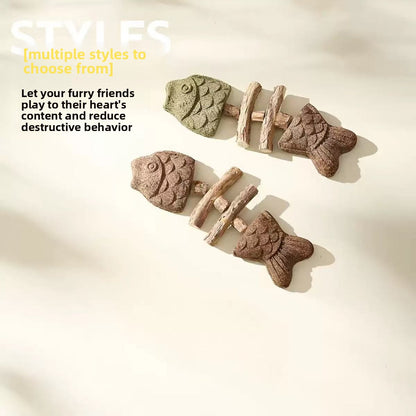 Natural Catnip Fish Bone Chew Toy | Dental Cleaning & Cat Enrichment