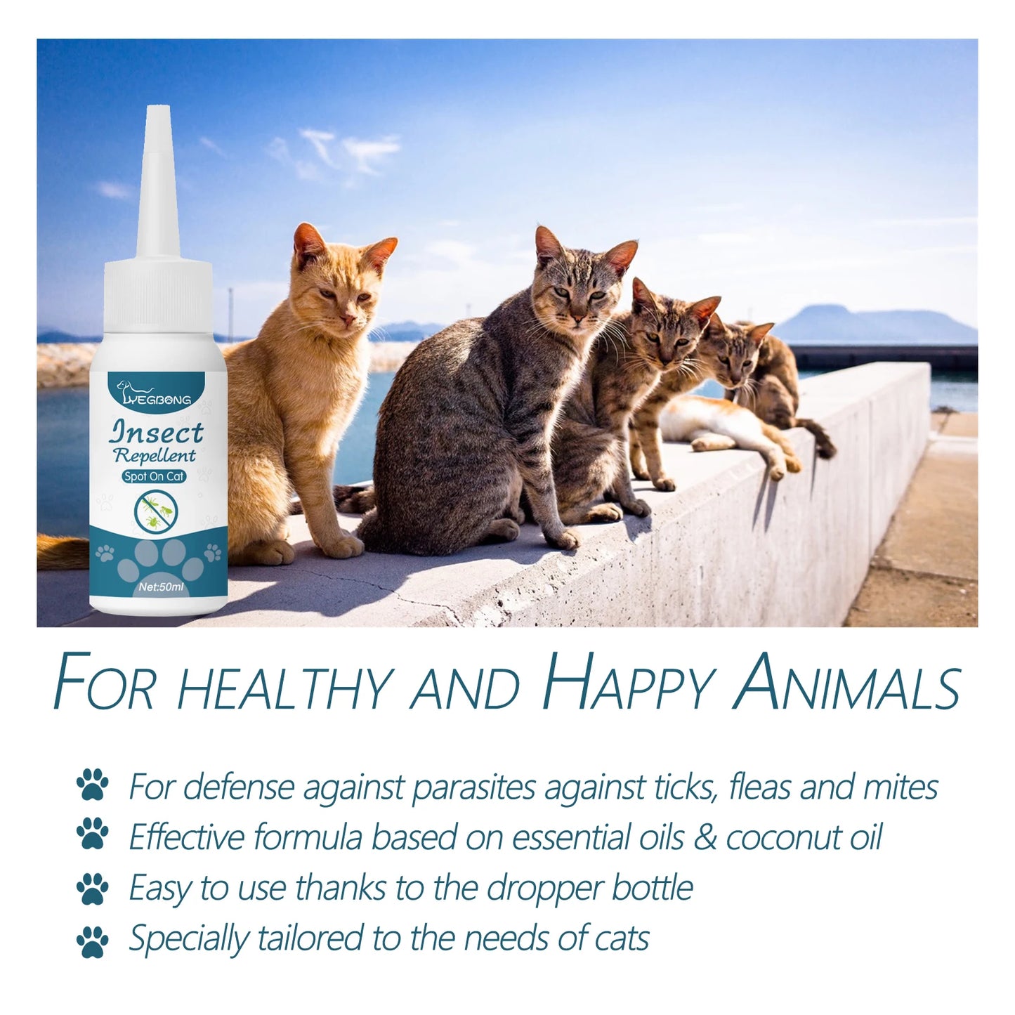 Pet Flea & Tick Drops – Natural Formula, Easy Spot-On Application, Up to 6 Months Protection for Dogs & Cats