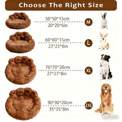 Cozy Bear Paw Pet Bed – Soft Fluffy Sofa Cushion for Dogs & Cats