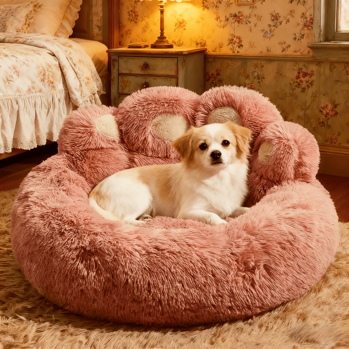 Cozy Bear Paw Pet Bed – Soft Fluffy Sofa Cushion for Dogs & Cats
