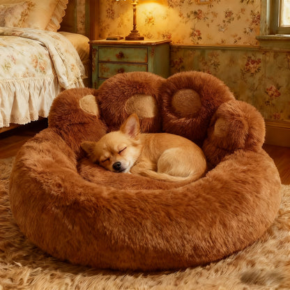 Cozy Bear Paw Pet Bed – Soft Fluffy Sofa Cushion for Dogs & Cats
