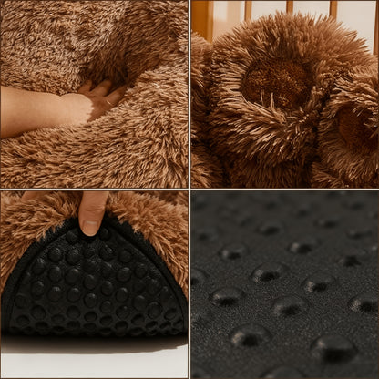 Cozy Bear Paw Pet Bed – Soft Fluffy Sofa Cushion for Dogs & Cats