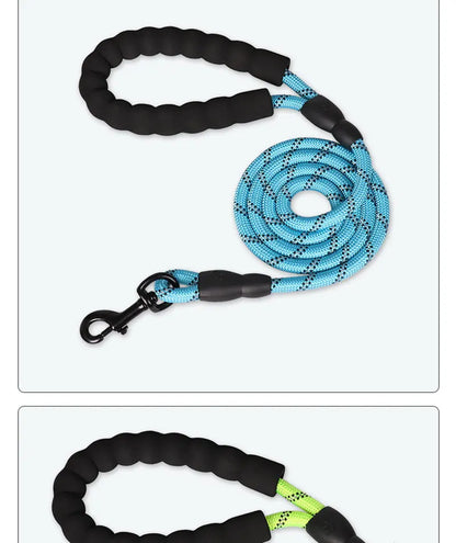Reflective Dog Leash with Padded Foam Grip | 0.8cm–1.2cm Rope | 120–300cm