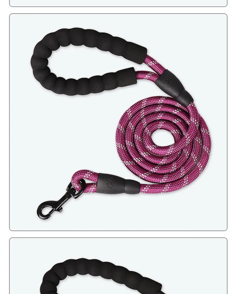 Reflective Dog Leash with Padded Foam Grip | 0.8cm–1.2cm Rope | 120–300cm