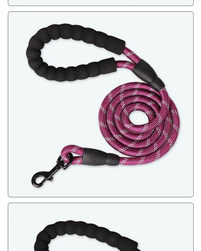 Reflective Dog Leash with Padded Foam Grip | 0.8cm–1.2cm Rope | 120–300cm