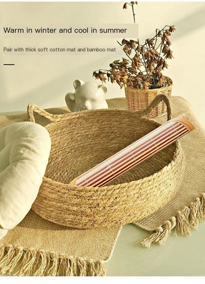 Handwoven Cat Nest Basket | 100% Cotton, Artisan-Made, All-Season