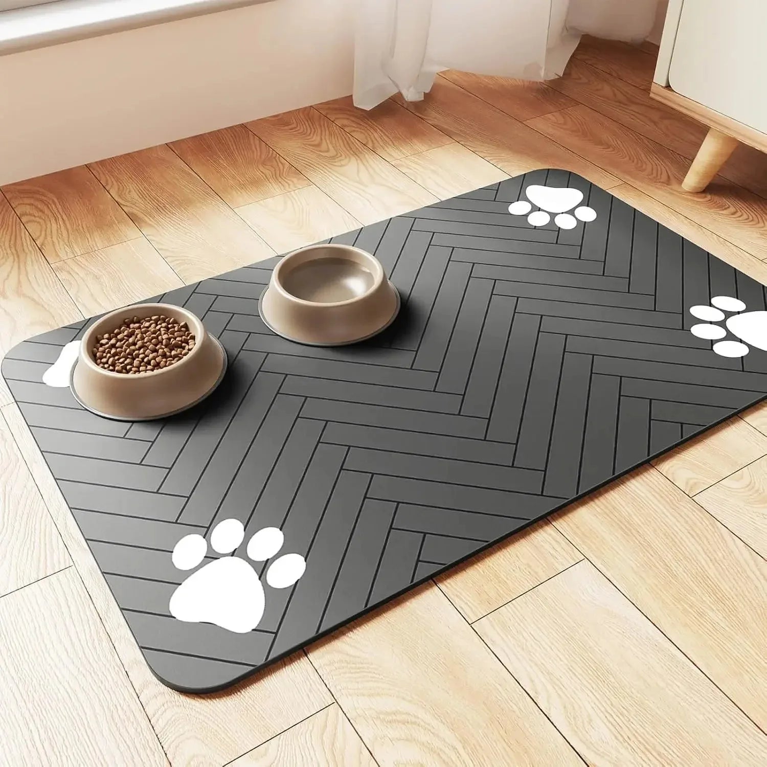 Absorbent Pet Feeding Mat | Waterproof Placemat for Dog & Cat Food Bowls