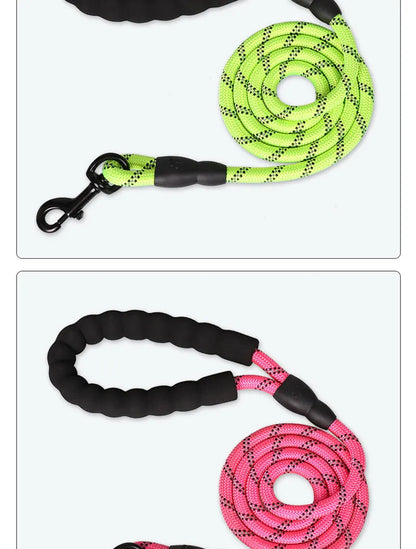 Reflective Dog Leash with Padded Foam Grip | 0.8cm–1.2cm Rope | 120–300cm