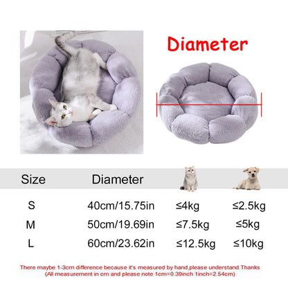 Plush Round Pet Bed – Washable Dog & Cat Basket (40–90cm, 21 Colors)