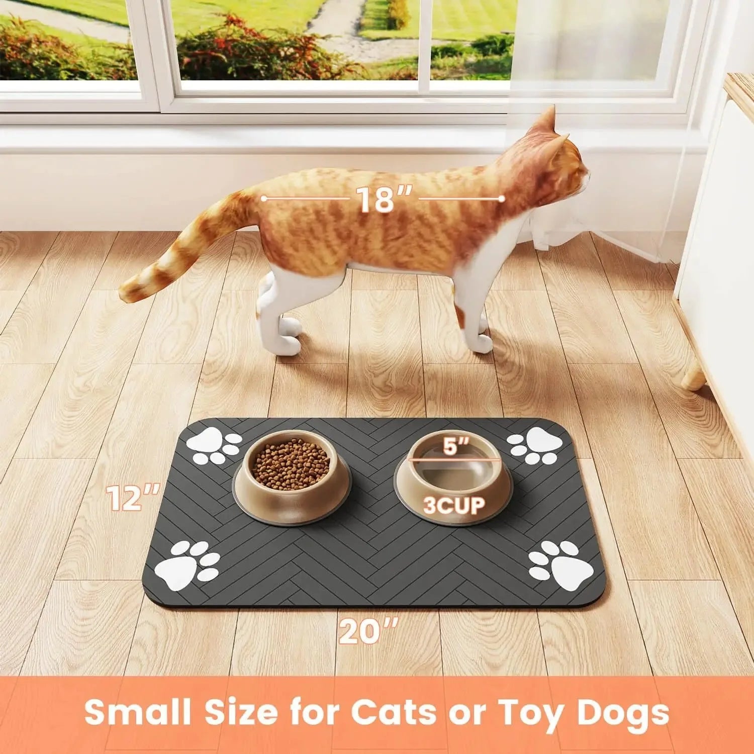 Absorbent Pet Feeding Mat | Waterproof Placemat for Dog & Cat Food Bowls