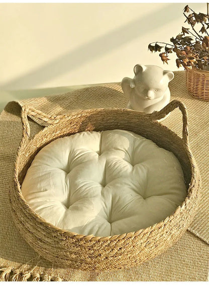 Handwoven Cat Nest Basket | 100% Cotton, Artisan-Made, All-Season