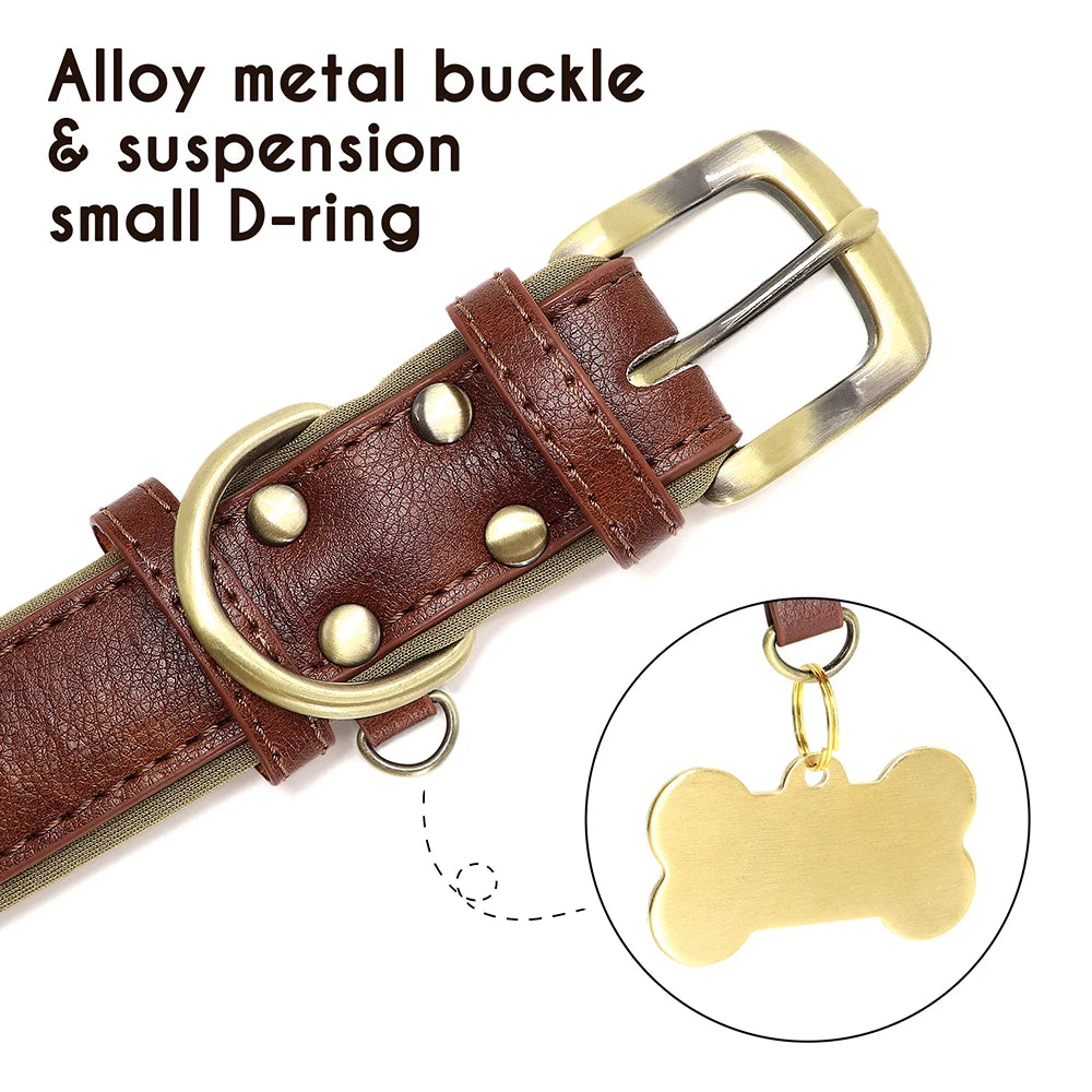 Personalized PU Leather Dog Collar – Custom Name Engraved, Soft Padded | XS–XL