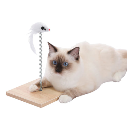 Modern Wood Cat Condo & Bedside Table – Space-Saving Cat Tree with Scratching Pad