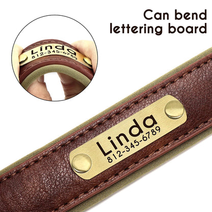 Personalized PU Leather Dog Collar – Custom Name Engraved, Soft Padded | XS–XL