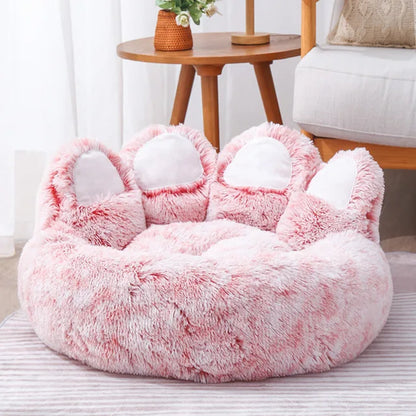 Cozy Bear Paw Pet Bed – Soft Fluffy Sofa Cushion for Dogs & Cats