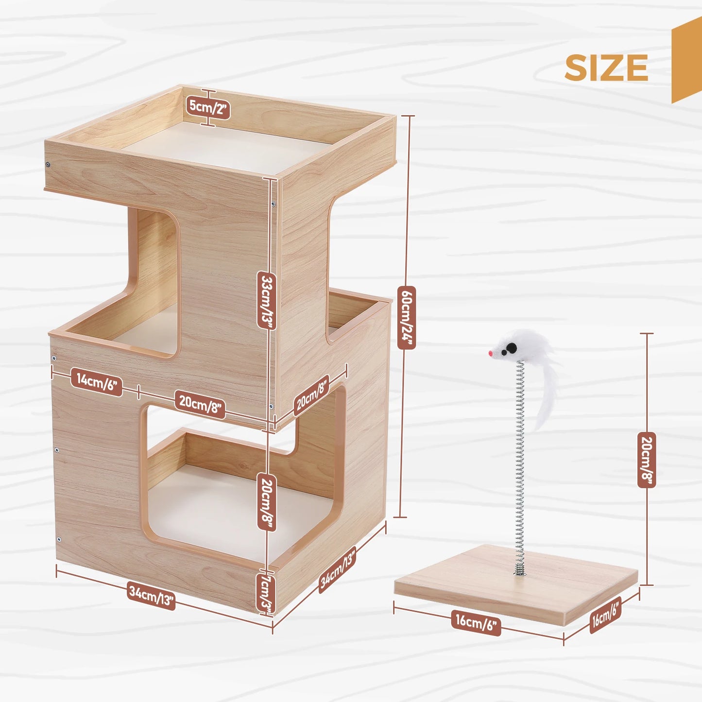 Modern Wood Cat Condo & Bedside Table – Space-Saving Cat Tree with Scratching Pad