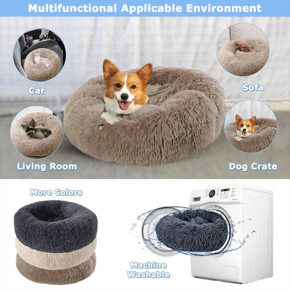 Plush Round Pet Bed – Washable Dog & Cat Basket (40–90cm, 21 Colors)