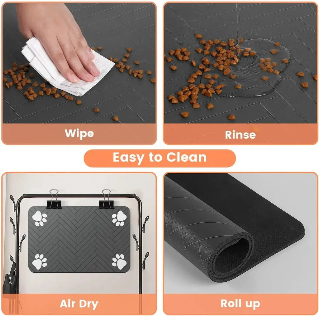 Absorbent Pet Feeding Mat | Waterproof Placemat for Dog & Cat Food Bowls