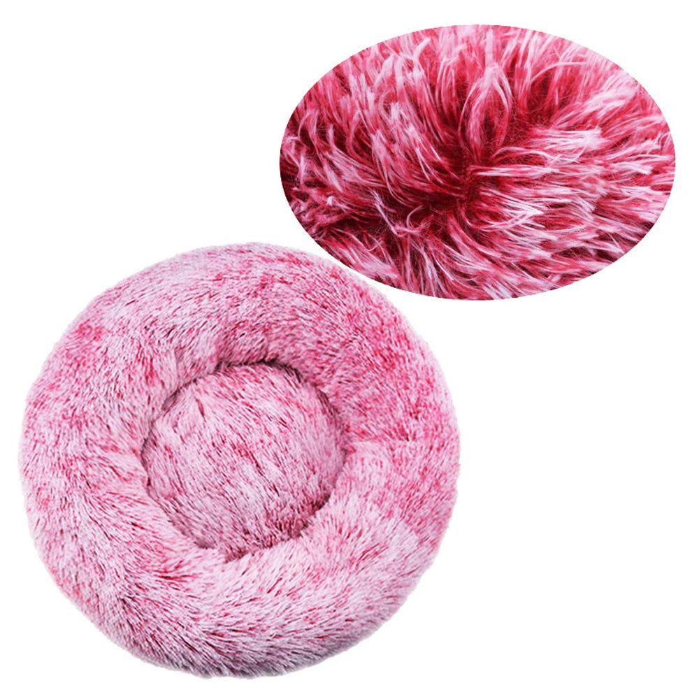 Plush Round Pet Bed – Washable Dog & Cat Basket (40–90cm, 21 Colors)