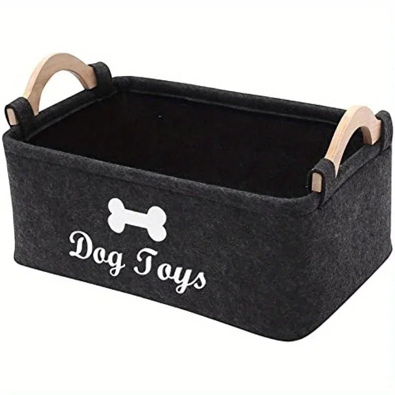 Felt Pet Toy Storage Box | Organizer Basket for Cat & Dog Toys