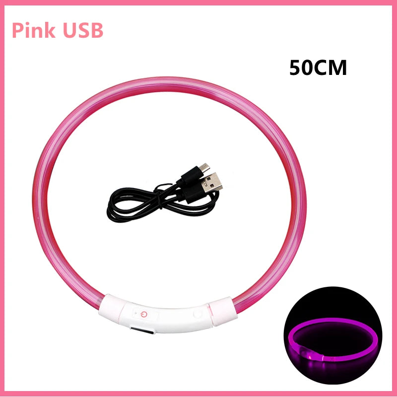 LED Glow Dog Collar | USB Rechargeable Night Safety Collar for Dogs & Cats