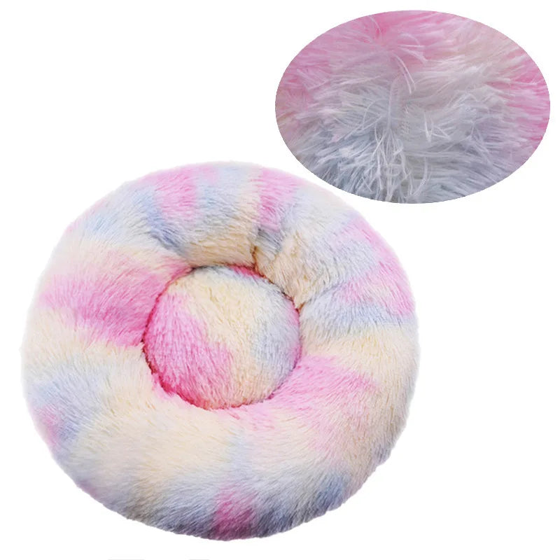 Plush Round Pet Bed – Washable Dog & Cat Basket (40–90cm, 21 Colors)
