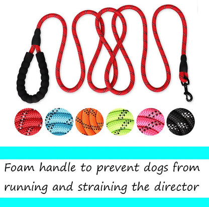 Reflective Dog Leash with Padded Foam Grip | 0.8cm–1.2cm Rope | 120–300cm