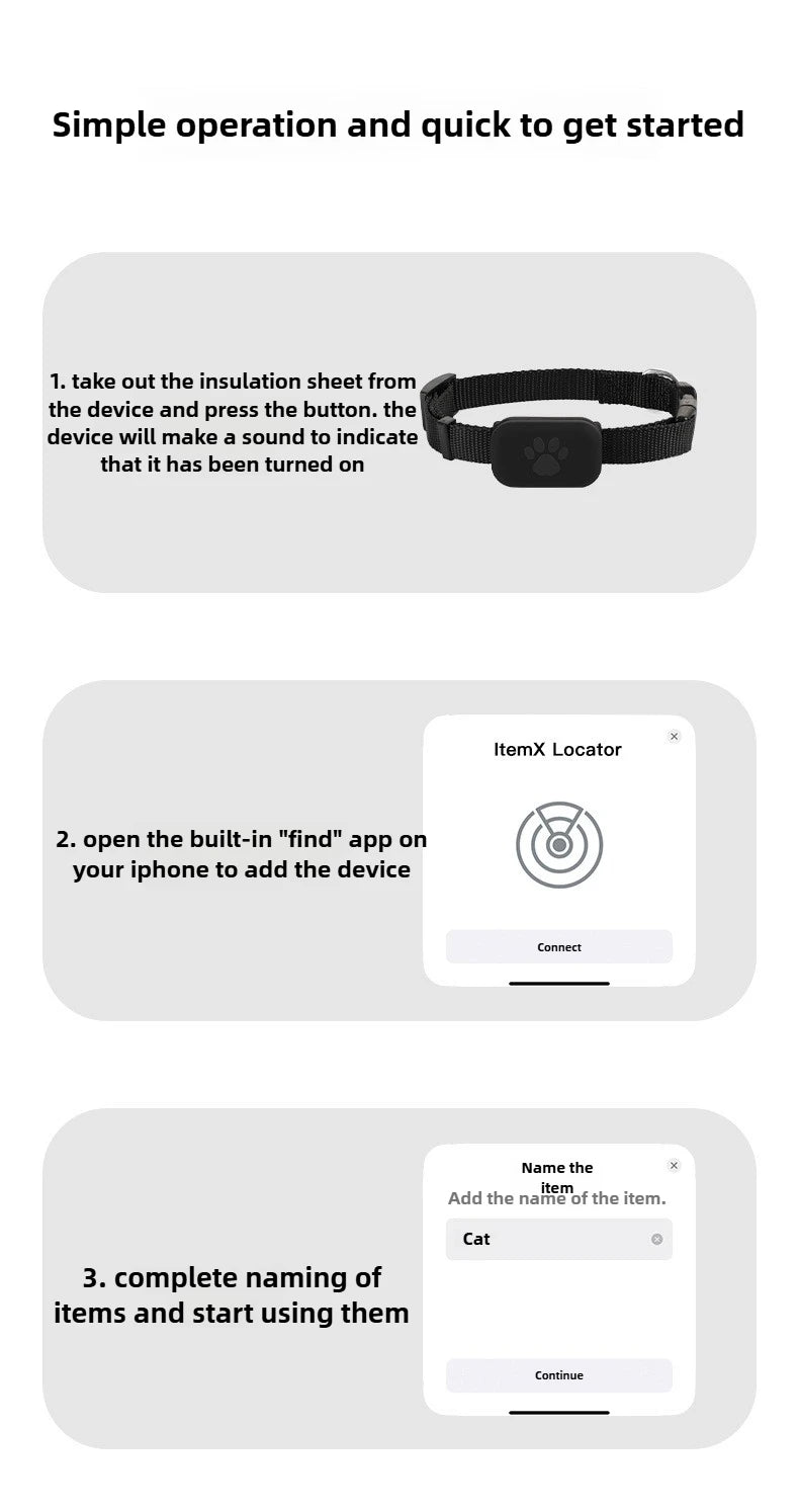 Pet GPS Tracker for Apple Find My – Waterproof, Real-Time Location & Anti-Lost Collar Tag for Dogs & Cats
