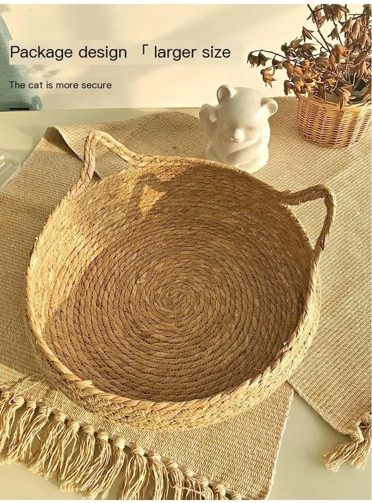 Handwoven Cat Nest Basket | 100% Cotton, Artisan-Made, All-Season