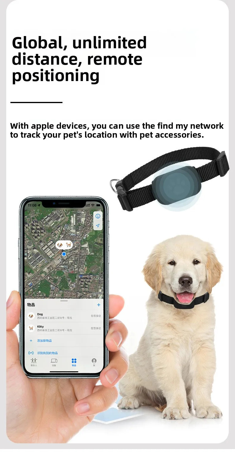 Pet GPS Tracker for Apple Find My – Waterproof, Real-Time Location & Anti-Lost Collar Tag for Dogs & Cats