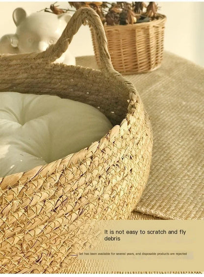 Handwoven Cat Nest Basket | 100% Cotton, Artisan-Made, All-Season