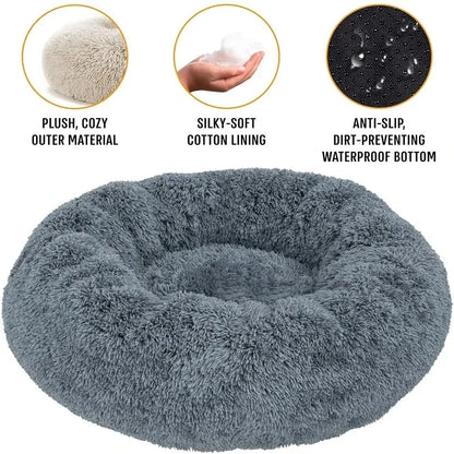 Plush Round Pet Bed – Washable Dog & Cat Basket (40–90cm, 21 Colors)