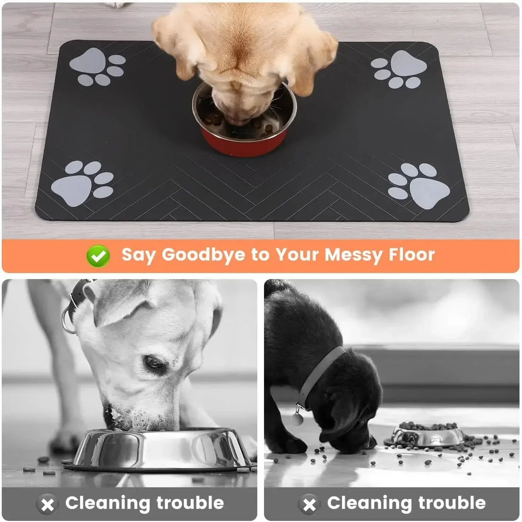 Absorbent Pet Feeding Mat | Waterproof Placemat for Dog & Cat Food Bowls