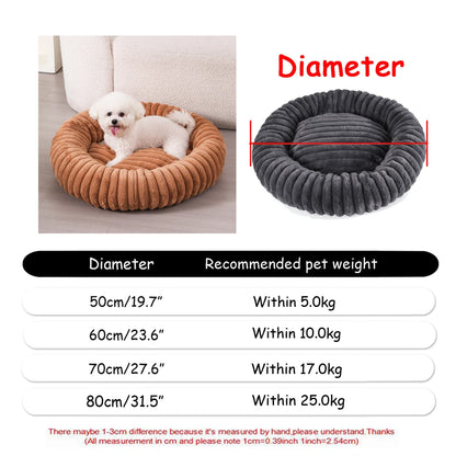 Plush Round Pet Bed – Washable Dog & Cat Basket (40–90cm, 21 Colors)