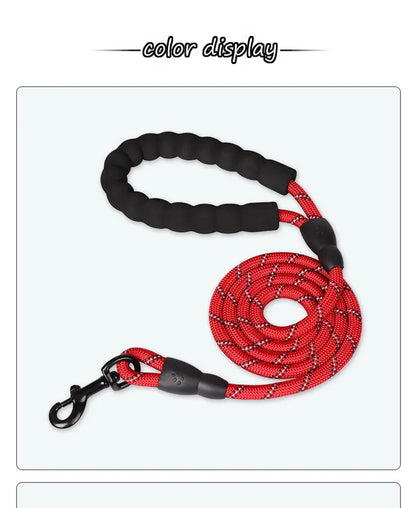 Reflective Dog Leash with Padded Foam Grip | 0.8cm–1.2cm Rope | 120–300cm