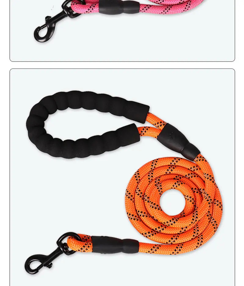 Reflective Dog Leash with Padded Foam Grip | 0.8cm–1.2cm Rope | 120–300cm