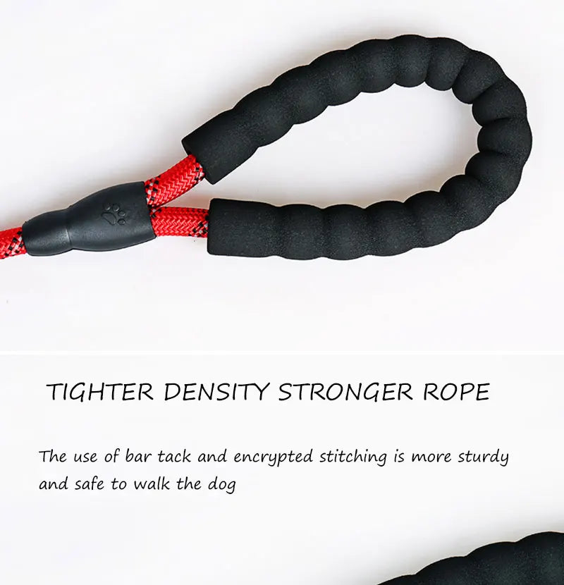 Reflective Dog Leash with Padded Foam Grip | 0.8cm–1.2cm Rope | 120–300cm