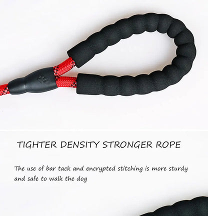 Reflective Dog Leash with Padded Foam Grip | 0.8cm–1.2cm Rope | 120–300cm