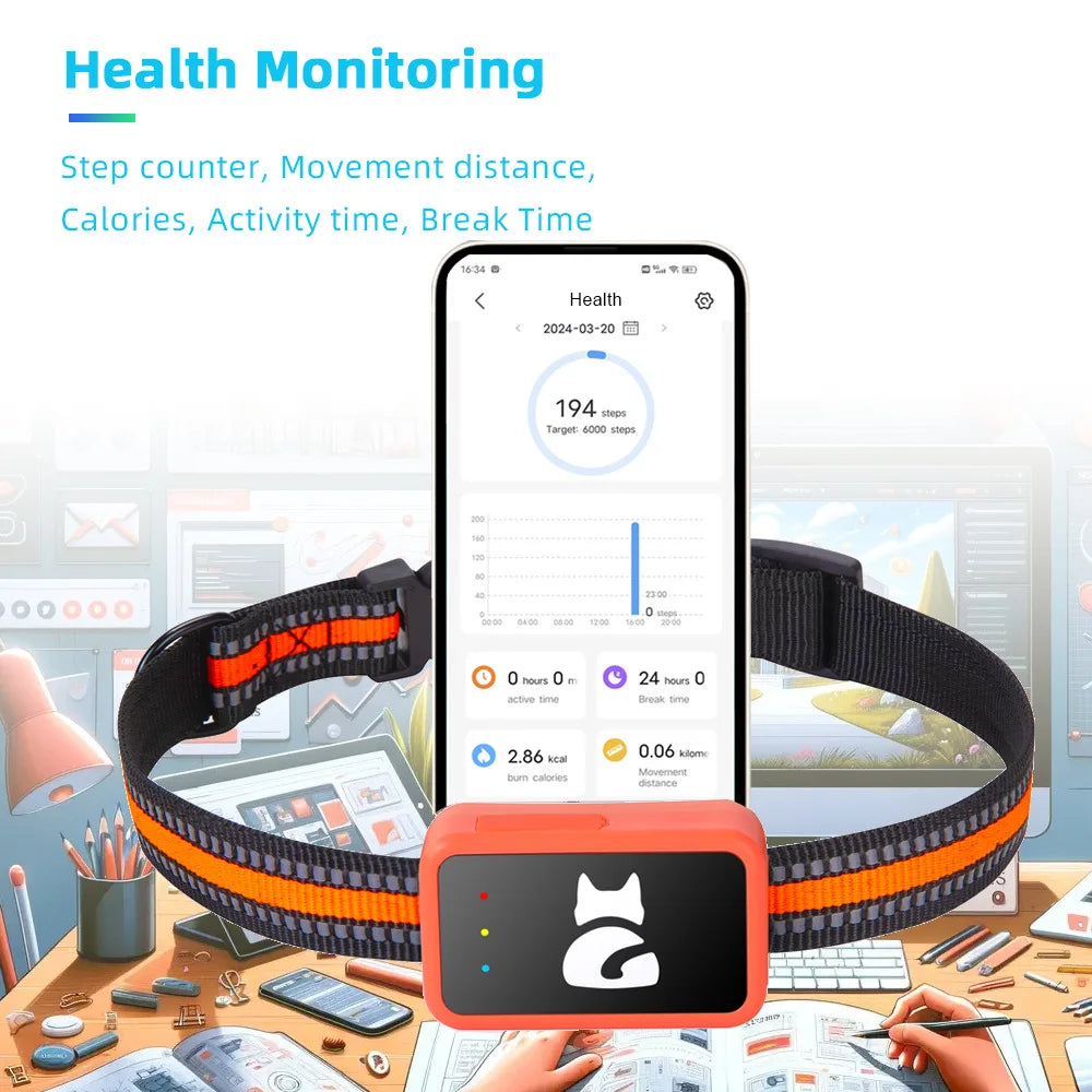 4G Smart GPS Tracker for Small Dogs & Cats – Lightweight Pet Locator with Health Monitor