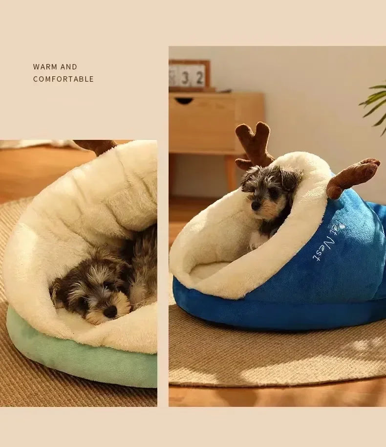 Cozy Plush Dog Bed Sofa – Warm Bolster Kennel for Small & Medium Dogs and Cats