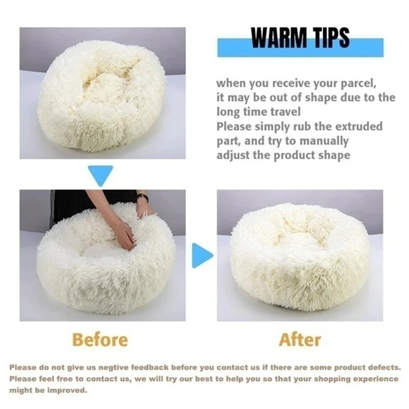 Plush Round Pet Bed – Washable Dog & Cat Basket (40–90cm, 21 Colors)