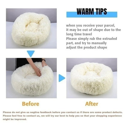 Plush Round Pet Bed – Washable Dog & Cat Basket (40–90cm, 21 Colors)