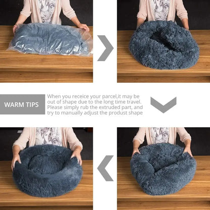 Plush Round Pet Bed – Washable Dog & Cat Basket (40–90cm, 21 Colors)