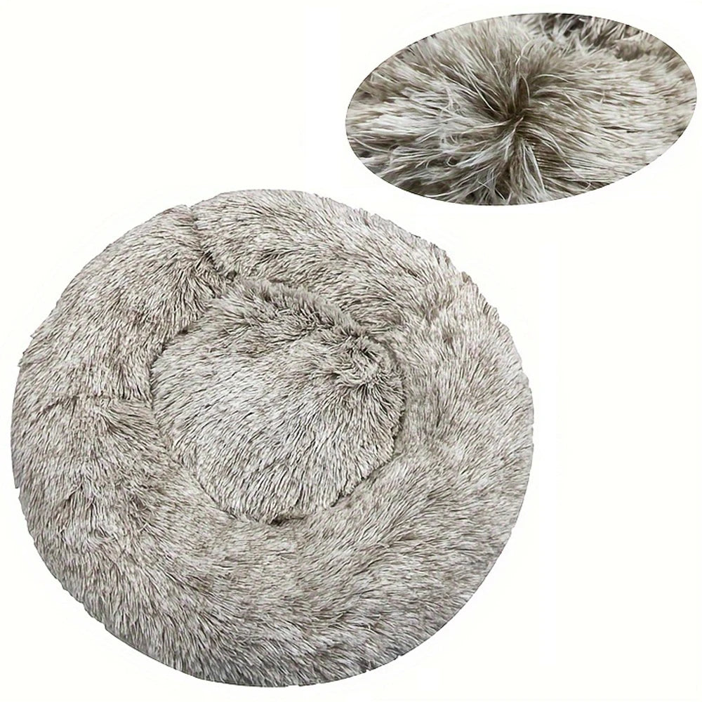 Plush Round Pet Bed – Washable Dog & Cat Basket (40–90cm, 21 Colors)