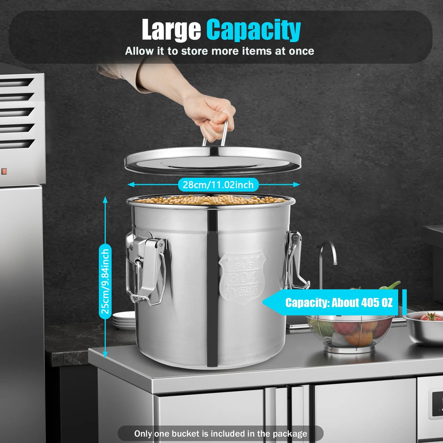 12L Stainless Steel Airtight Storage Bucket — German Crafted, Built to Last
