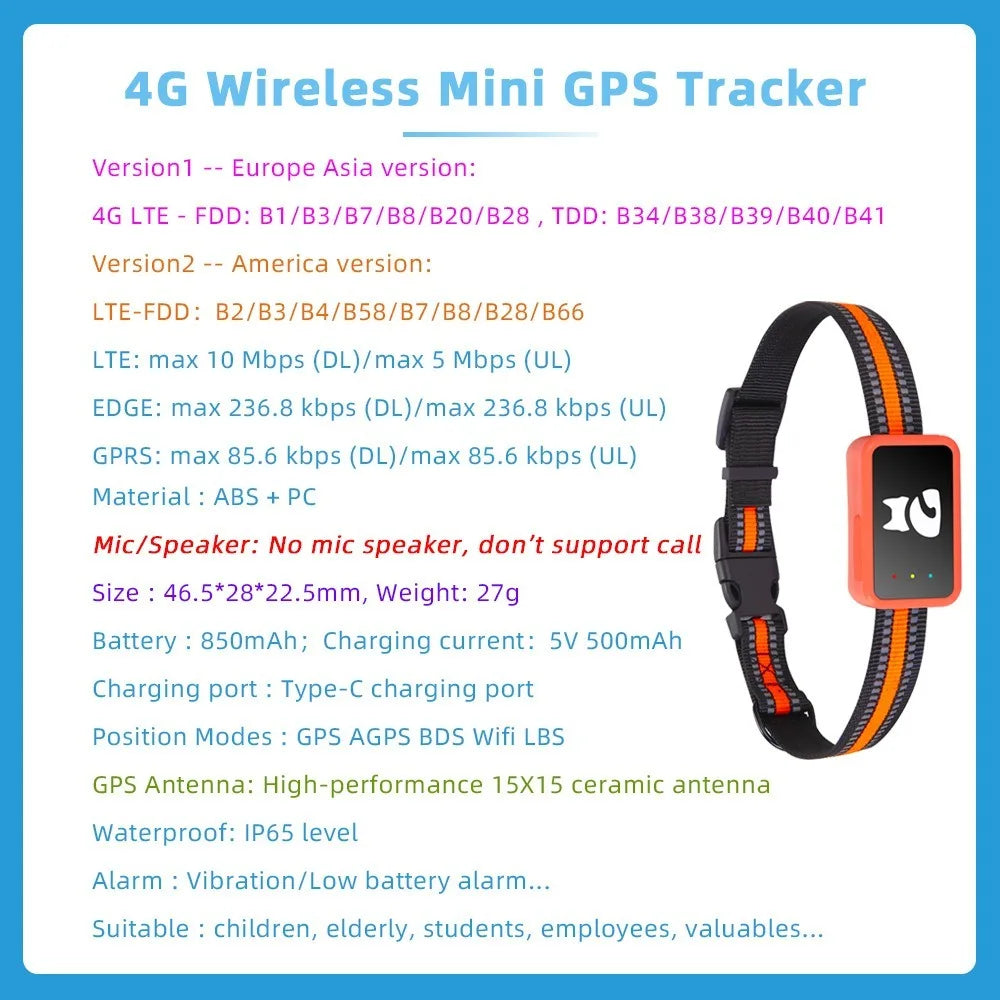 4G Smart GPS Tracker for Small Dogs & Cats – Lightweight Pet Locator with Health Monitor